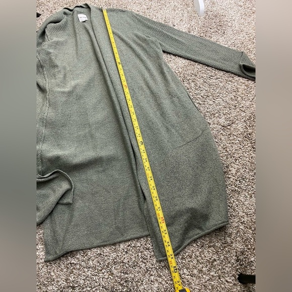 Nic + Zoe Knit Open Front Long Sleeve Green Cardigan Sweater Size Small Pockets - Picture 5 of 11